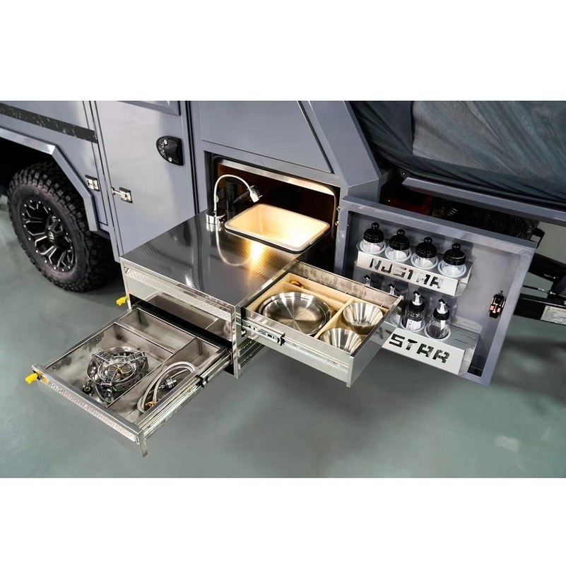 remorque de camping d'Off Road du réfrigérateur 50L extérieure, remorque légère de voyage de cuisine