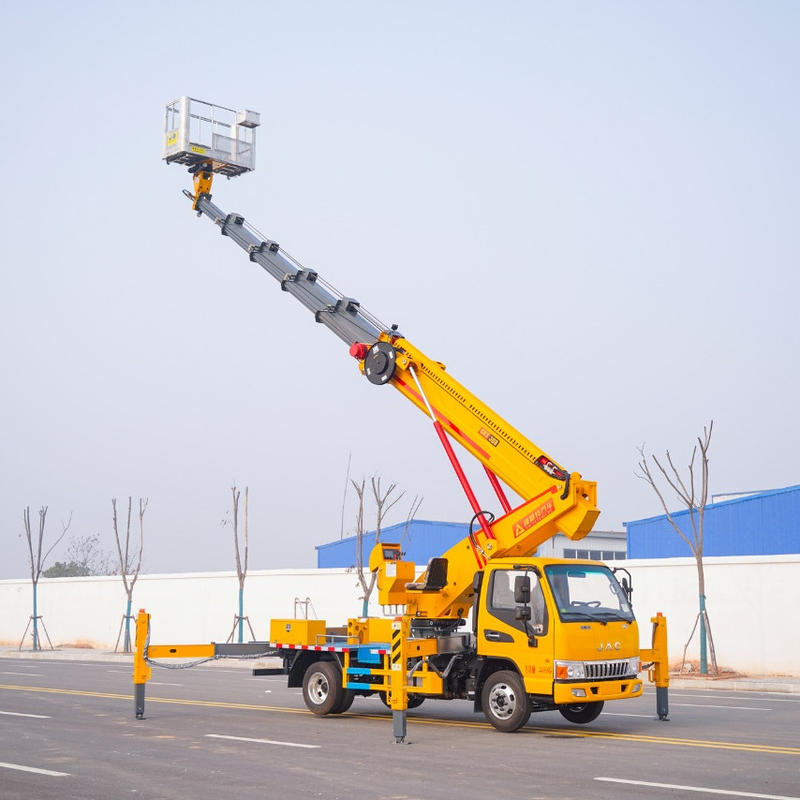 Camion de plateforme de travail aérien à deux personnes avec V-outriggers avant et arrière